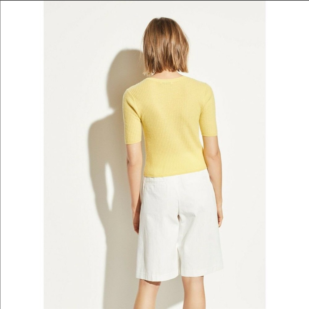 NWT Vince Elbow Sleeve Cashmere Pullover Citrine - Picture 3 of 6